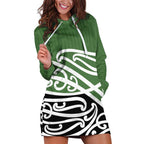 Green Fern New Zealand Kowhai Ngutukak Hoodie Dress - Aussie Hoodie