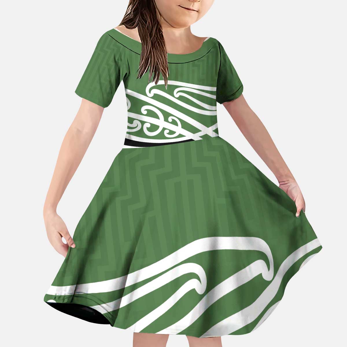 Green Fern New Zealand Kowhai Ngutukak Kid Short Sleeve Dress - Aussie Hoodie