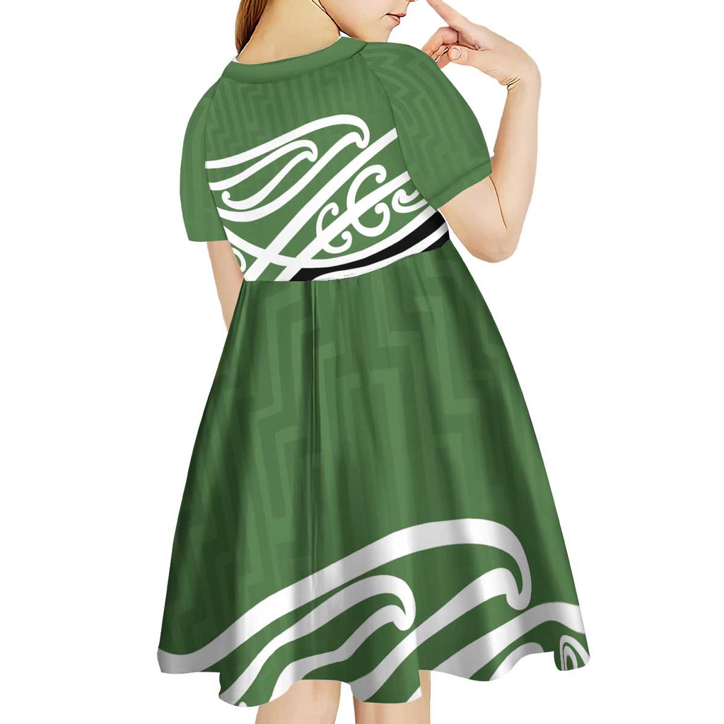 Green Fern New Zealand Kowhai Ngutukak Kid Short Sleeve Dress - Aussie Hoodie