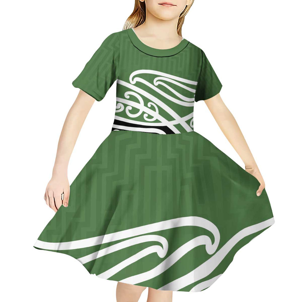 Green Fern New Zealand Kowhai Ngutukak Kid Short Sleeve Dress - Aussie Hoodie