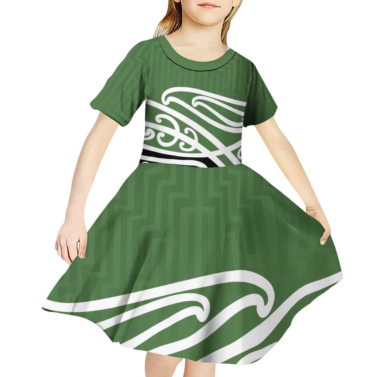 Green Fern New Zealand Kowhai Ngutukak Kid Short Sleeve Dress - Aussie Hoodie
