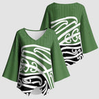 Green Fern New Zealand Kowhai Ngutukak Kimono Sleeve Blouse - Aussie Hoodie