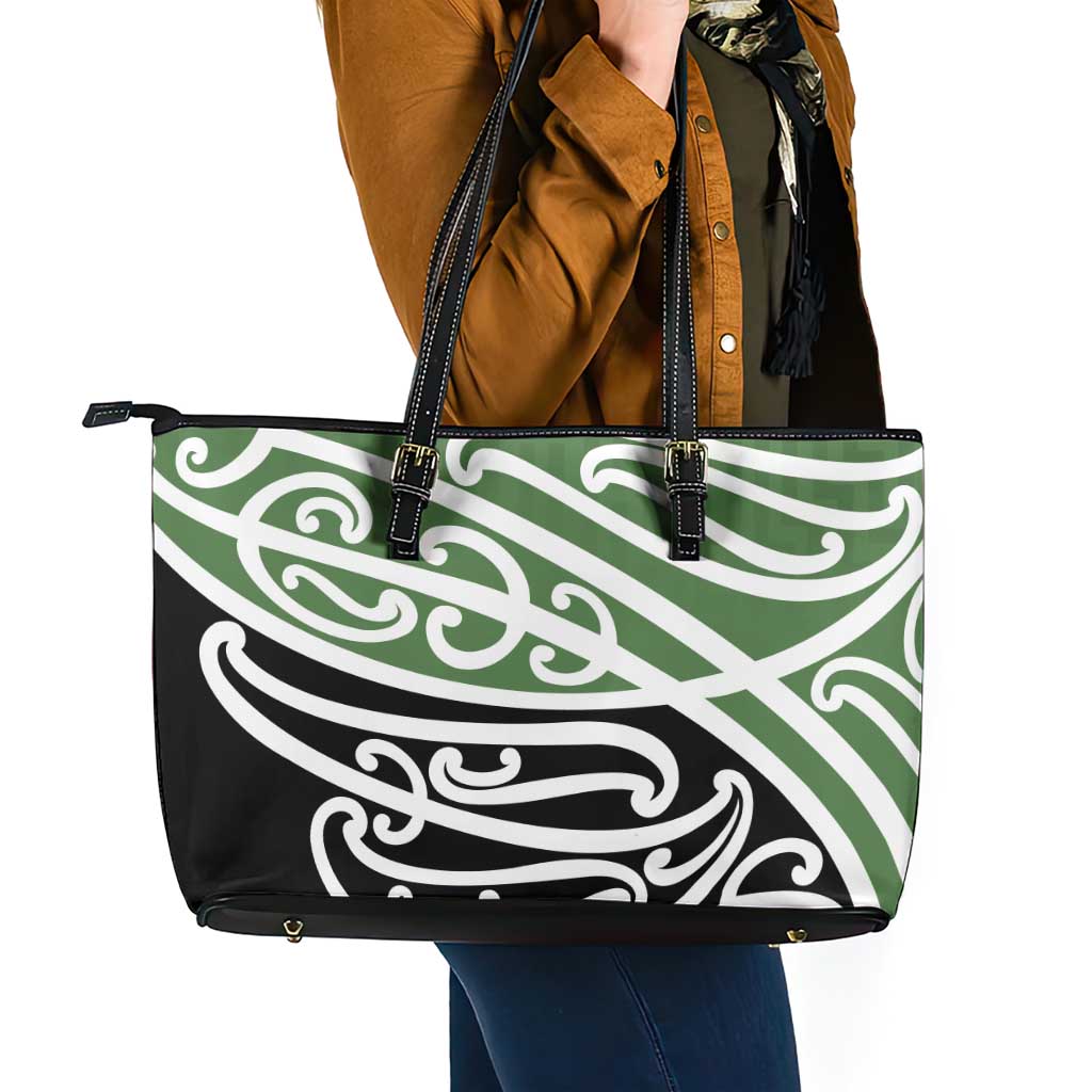 Green Fern New Zealand Kowhai Ngutukak Leather Tote Bag - Aussie Hoodie