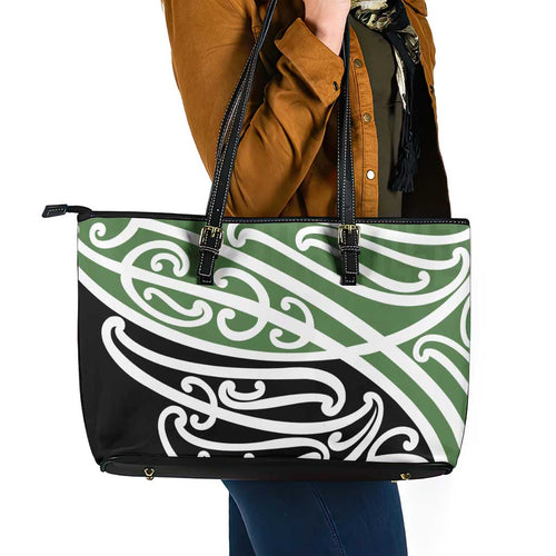 Green Fern New Zealand Kowhai Ngutukak Leather Tote Bag - Aussie Hoodie