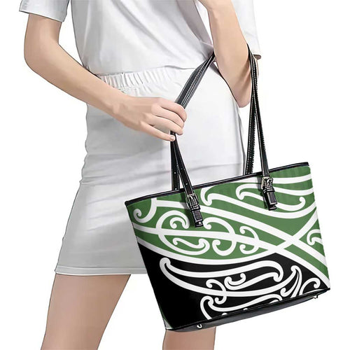 Green Fern New Zealand Kowhai Ngutukak Leather Tote Bag - Aussie Hoodie