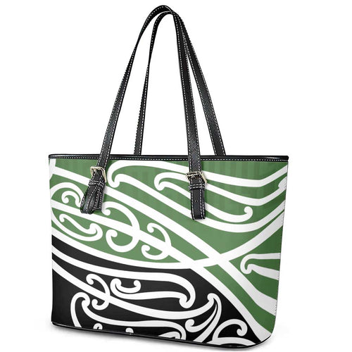 Green Fern New Zealand Kowhai Ngutukak Leather Tote Bag - Aussie Hoodie