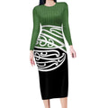 Green Fern New Zealand Kowhai Ngutukak Long Sleeve Bodycon Dress - Aussie Hoodie