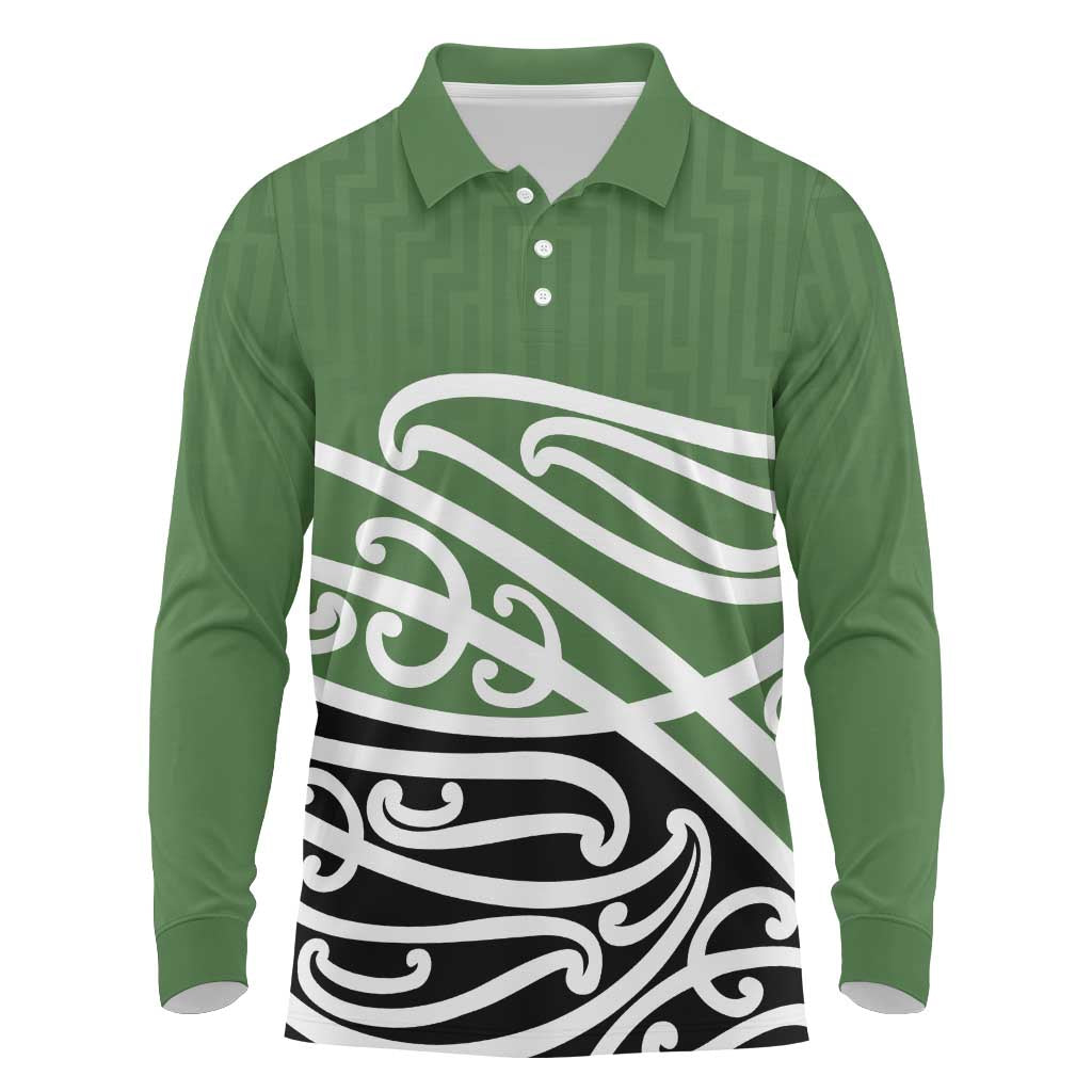 Green Fern New Zealand Kowhai Ngutukak Long Sleeve Polo Shirt - Aussie Hoodie