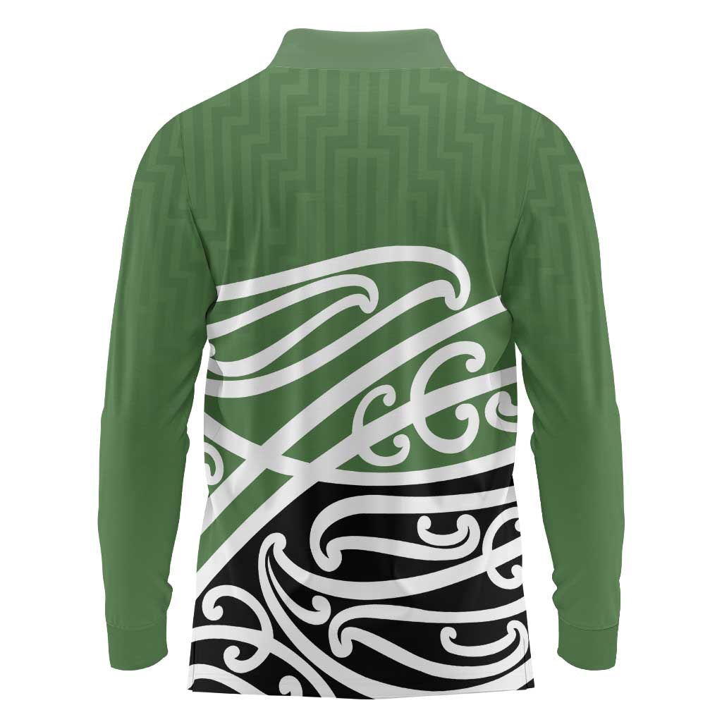 Green Fern New Zealand Kowhai Ngutukak Long Sleeve Polo Shirt - Aussie Hoodie