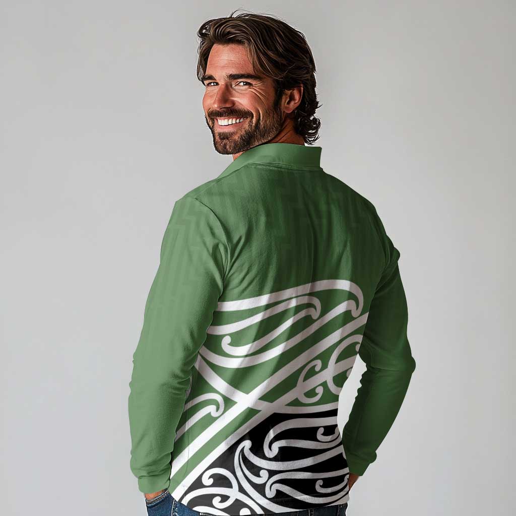 Green Fern New Zealand Kowhai Ngutukak Long Sleeve Polo Shirt - Aussie Hoodie