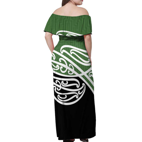 Green Fern New Zealand Kowhai Ngutukak Off Shoulder Maxi Dress - Aussie Hoodie
