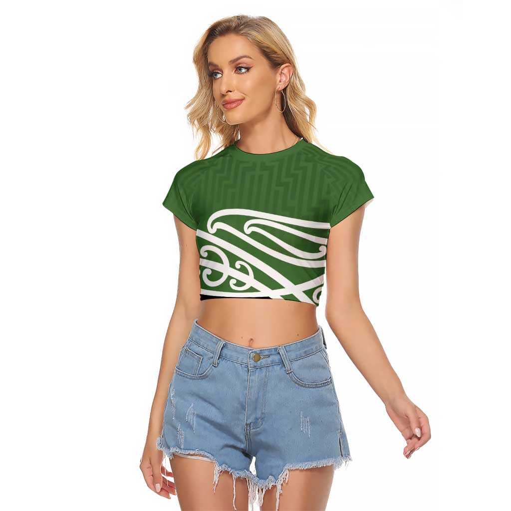 Green Fern New Zealand Kowhai Ngutukak Raglan Cropped T Shirt - Aussie Hoodie