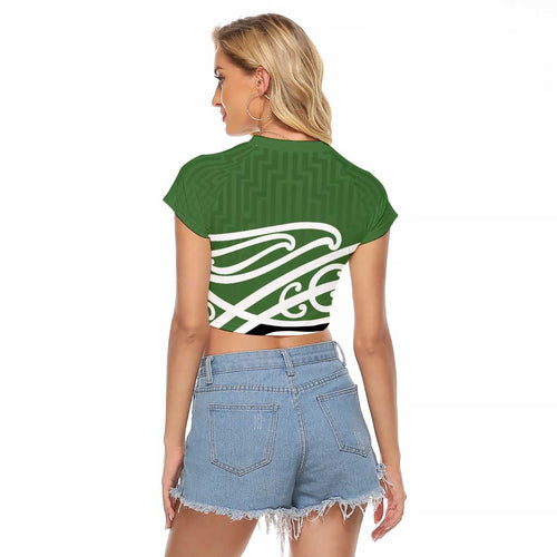 Green Fern New Zealand Kowhai Ngutukak Raglan Cropped T Shirt - Aussie Hoodie