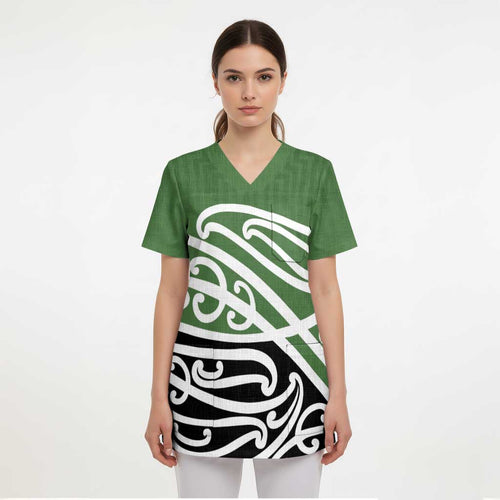Green Fern New Zealand Kowhai Ngutukak Scrub Top - Aussie Hoodie