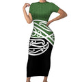 Green Fern New Zealand Kowhai Ngutukak Short Sleeve Bodycon Dress - Aussie Hoodie