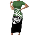Green Fern New Zealand Kowhai Ngutukak Short Sleeve Bodycon Dress - Aussie Hoodie