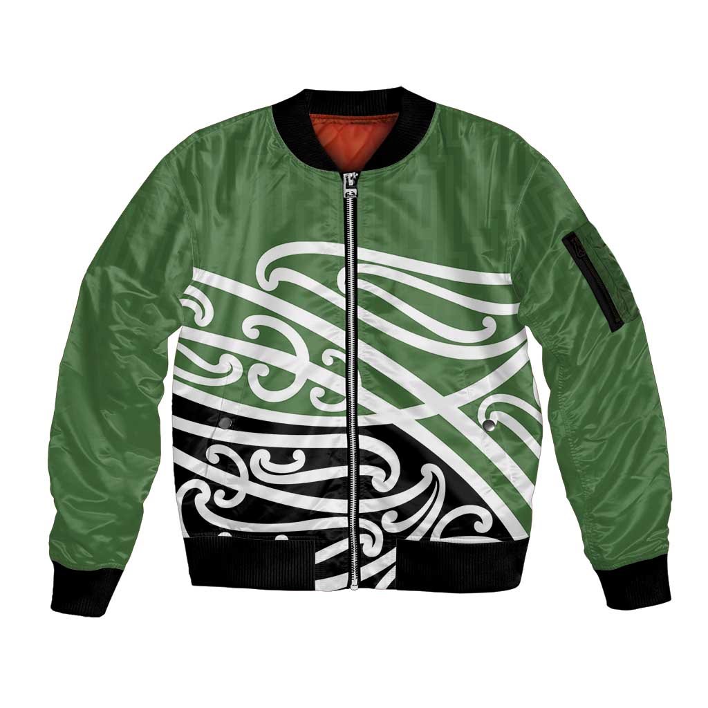 Green Fern New Zealand Kowhai Ngutukak Sleeve Zip Bomber Jacket - Aussie Hoodie