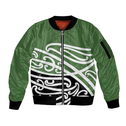 Green Fern New Zealand Kowhai Ngutukak Sleeve Zip Bomber Jacket - Aussie Hoodie
