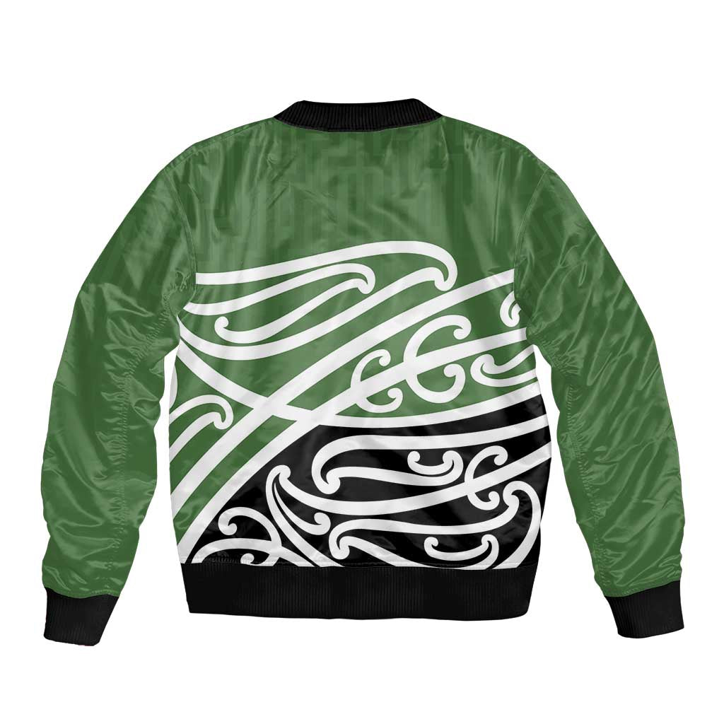 Green Fern New Zealand Kowhai Ngutukak Sleeve Zip Bomber Jacket - Aussie Hoodie