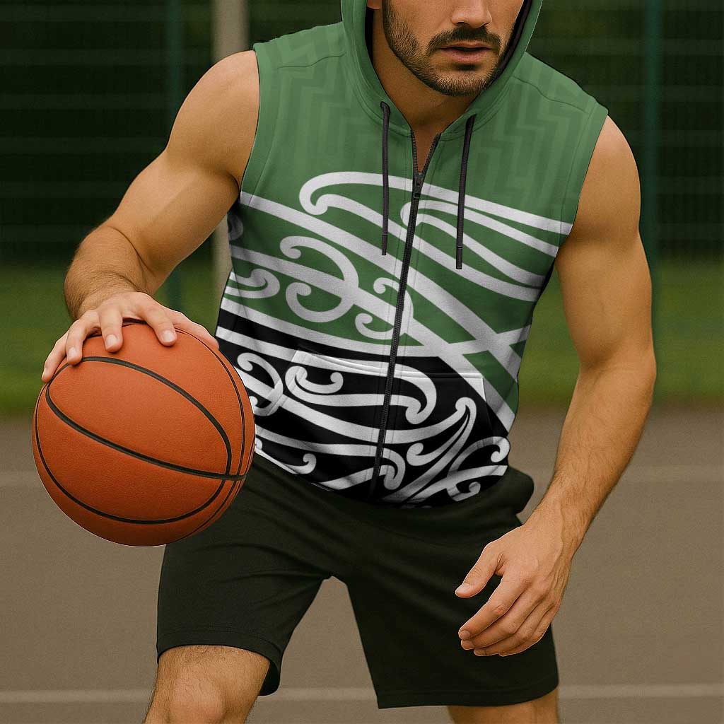 Green Fern New Zealand Kowhai Ngutukak Sleeveless Zip Hoodie LT9