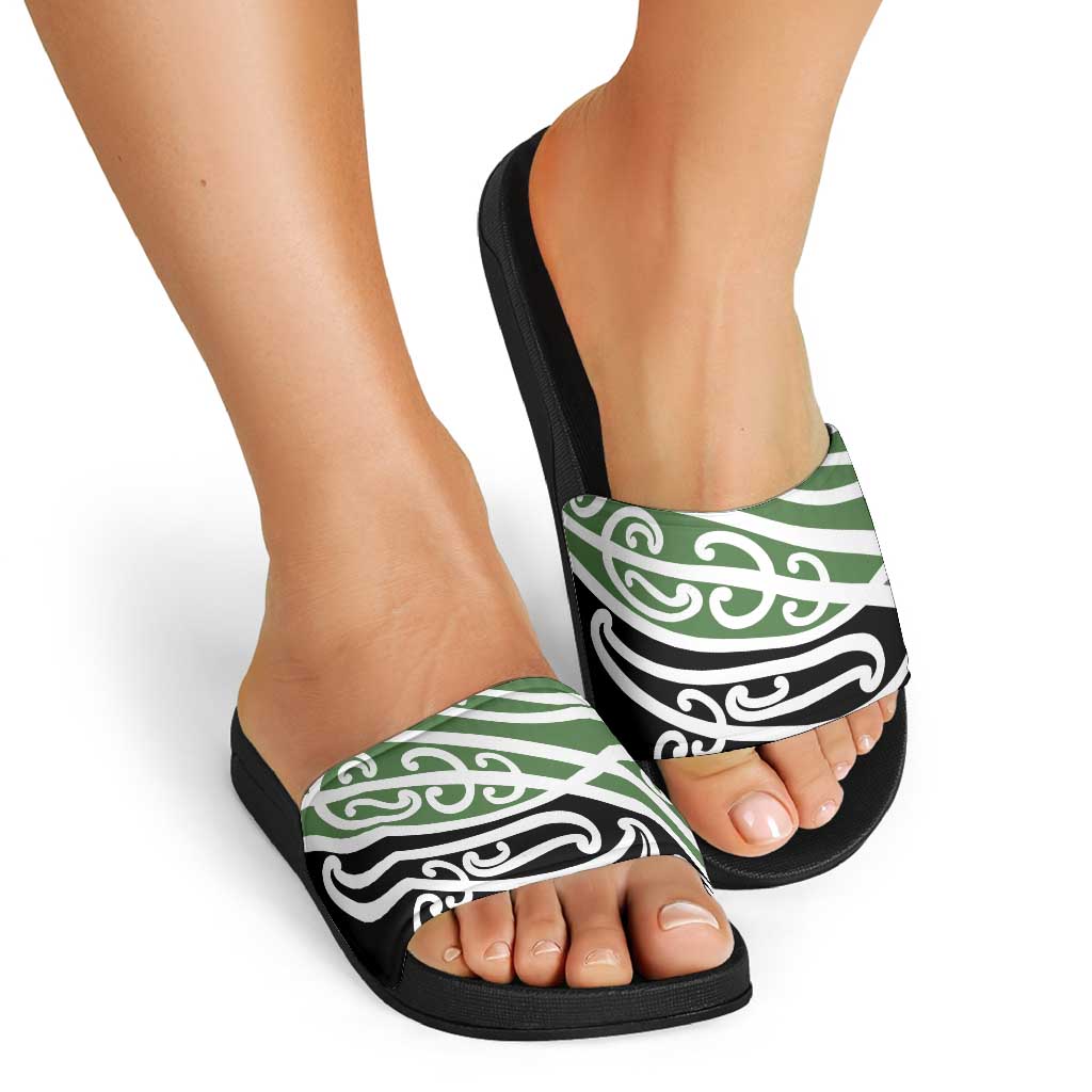 Green Fern New Zealand Kowhai Ngutukak Slide Sandals - Aussie Hoodie