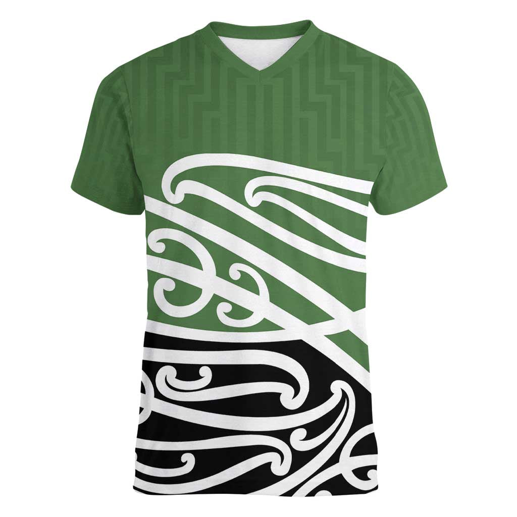 Green Fern New Zealand Kowhai Ngutukak Women V-Neck T-Shirt - Aussie Hoodie