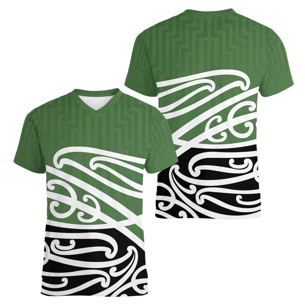 Green Fern New Zealand Kowhai Ngutukak Women V-Neck T-Shirt - Aussie Hoodie