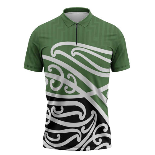 Green Fern New Zealand Kowhai Ngutukak Zipper Polo Shirt - Aussie Hoodie