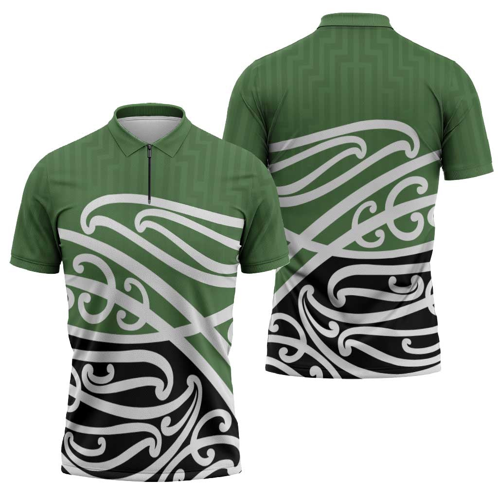 Green Fern New Zealand Kowhai Ngutukak Zipper Polo Shirt - Aussie Hoodie