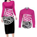 All Pink New Zealand Kowhai Ngutukak Couples Matching Long Sleeve Bodycon Dress and Long Sleeve Button Shirt - Aussie Hoodie