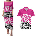 All Pink New Zealand Kowhai Ngutukak Couples Matching Puletasi and Hawaiian Shirt - Aussie Hoodie