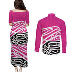 All Pink New Zealand Kowhai Ngutukak Couples Matching Puletasi and Long Sleeve Button Shirt - Aussie Hoodie