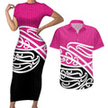 All Pink New Zealand Kowhai Ngutukak Couples Matching Short Sleeve Bodycon Dress and Hawaiian Shirt - Aussie Hoodie