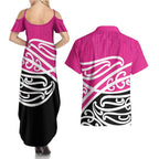 All Pink New Zealand Kowhai Ngutukak Couples Matching Summer Maxi Dress and Hawaiian Shirt - Aussie Hoodie