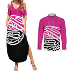 All Pink New Zealand Kowhai Ngutukak Couples Matching Summer Maxi Dress and Long Sleeve Button Shirt - Aussie Hoodie