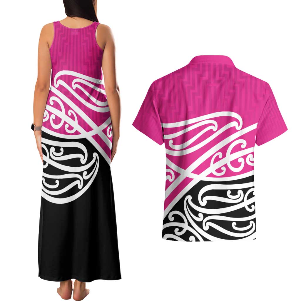 All Pink New Zealand Kowhai Ngutukak Couples Matching Tank Maxi Dress and Hawaiian Shirt - Aussie Hoodie