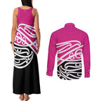 All Pink New Zealand Kowhai Ngutukak Couples Matching Tank Maxi Dress and Long Sleeve Button Shirt - Aussie Hoodie