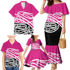 All Pink New Zealand Kowhai Ngutukak Family Matching Mermaid Dress and Hawaiian Shirt - Aussie Hoodie