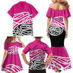 All Pink New Zealand Kowhai Ngutukak Family Matching Mermaid Dress and Hawaiian Shirt - Aussie Hoodie