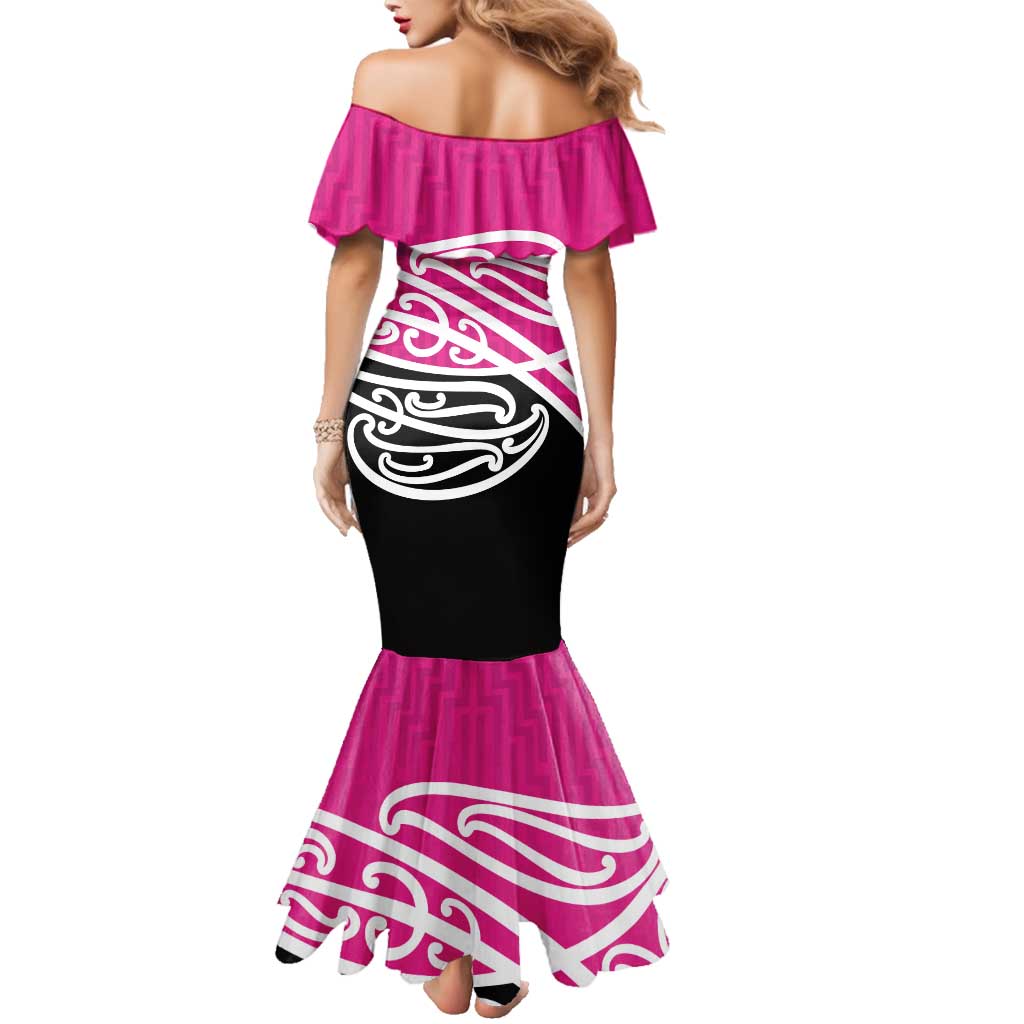 All Pink New Zealand Kowhai Ngutukak Family Matching Mermaid Dress and Hawaiian Shirt - Aussie Hoodie