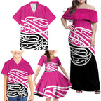 All Pink New Zealand Kowhai Ngutukak Family Matching Off Shoulder Maxi Dress and Hawaiian Shirt - Aussie Hoodie