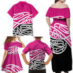 All Pink New Zealand Kowhai Ngutukak Family Matching Off Shoulder Maxi Dress and Hawaiian Shirt - Aussie Hoodie