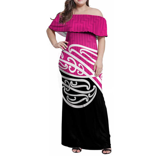 All Pink New Zealand Kowhai Ngutukak Family Matching Off Shoulder Maxi Dress and Hawaiian Shirt - Aussie Hoodie