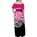 All Pink New Zealand Kowhai Ngutukak Family Matching Off Shoulder Maxi Dress and Hawaiian Shirt - Aussie Hoodie