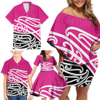All Pink New Zealand Kowhai Ngutukak Family Matching Off Shoulder Short Dress and Hawaiian Shirt - Aussie Hoodie
