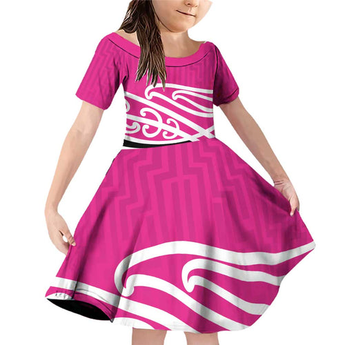 All Pink New Zealand Kowhai Ngutukak Family Matching Off Shoulder Short Dress and Hawaiian Shirt - Aussie Hoodie
