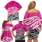 All Pink New Zealand Kowhai Ngutukak Family Matching Off Shoulder Short Dress and Hawaiian Shirt - Aussie Hoodie