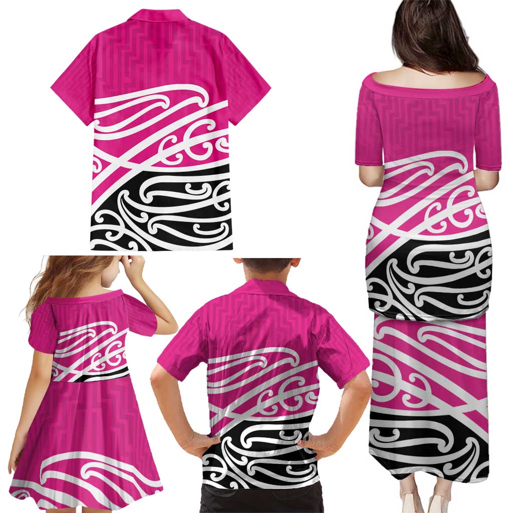 All Pink New Zealand Kowhai Ngutukak Family Matching Puletasi and Hawaiian Shirt - Aussie Hoodie