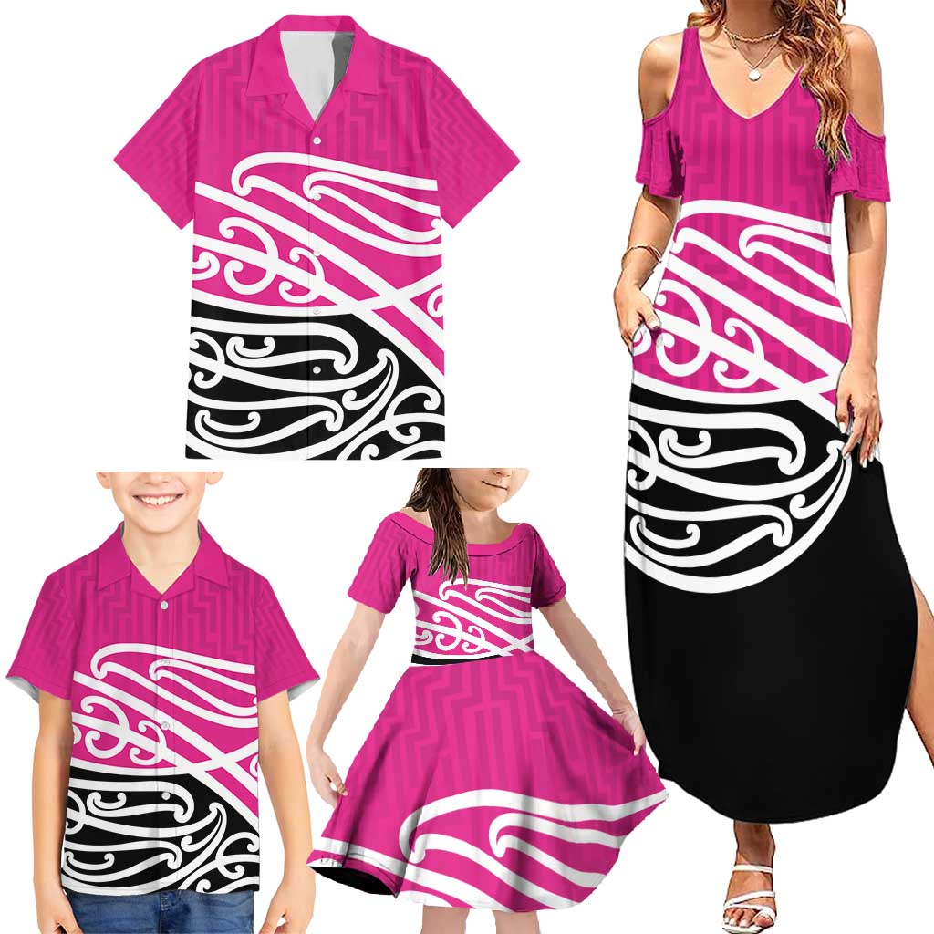 All Pink New Zealand Kowhai Ngutukak Family Matching Summer Maxi Dress and Hawaiian Shirt - Aussie Hoodie
