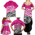 All Pink New Zealand Kowhai Ngutukak Family Matching Summer Maxi Dress and Hawaiian Shirt - Aussie Hoodie